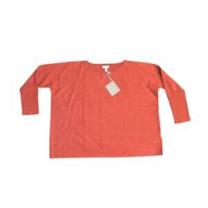 Garnet Hill Cropped Domain Sleeve Sweater 100% Cashmere XS Heather Red Oversized